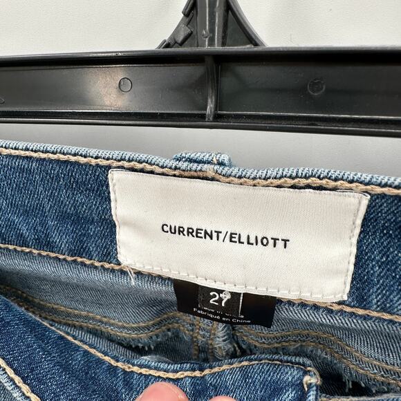Current/Elliott Distressed Medium Wash Skinny Denim Jean // 27 - Picture 4 of 9